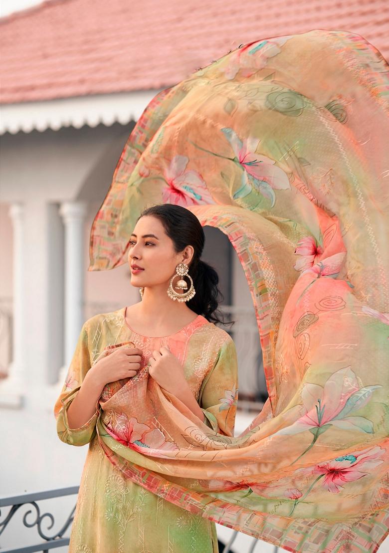 Green Embroidered Georgette Salwar Kameez With Dupatta