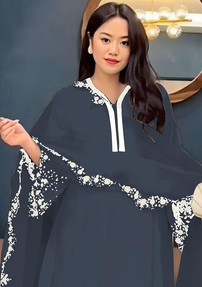 Dark Grey Embroidered Faux Georgette Salwar Kameez