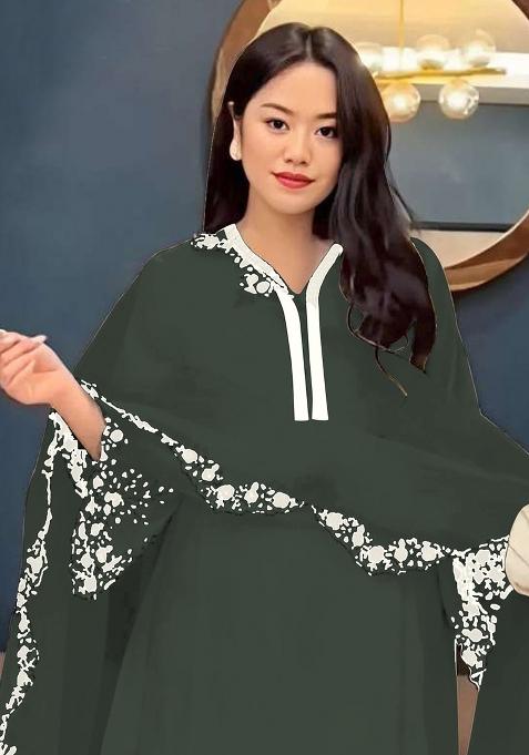 Green Embroidered Faux Georgette Salwar Kameez