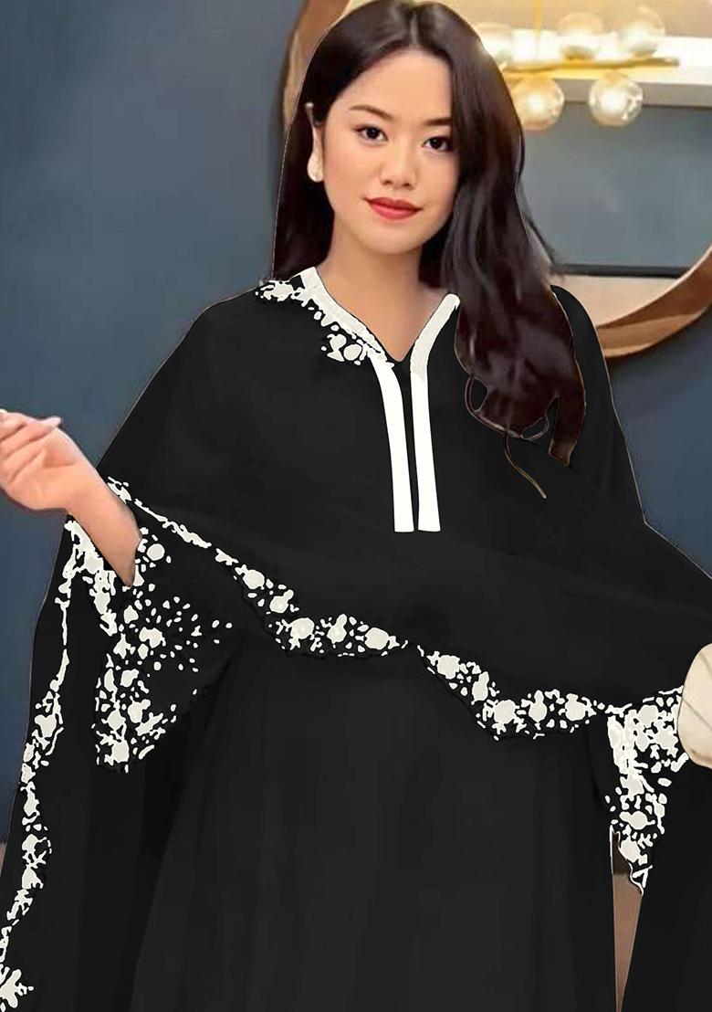 Black Embroidered Faux Georgette Salwar Kameez