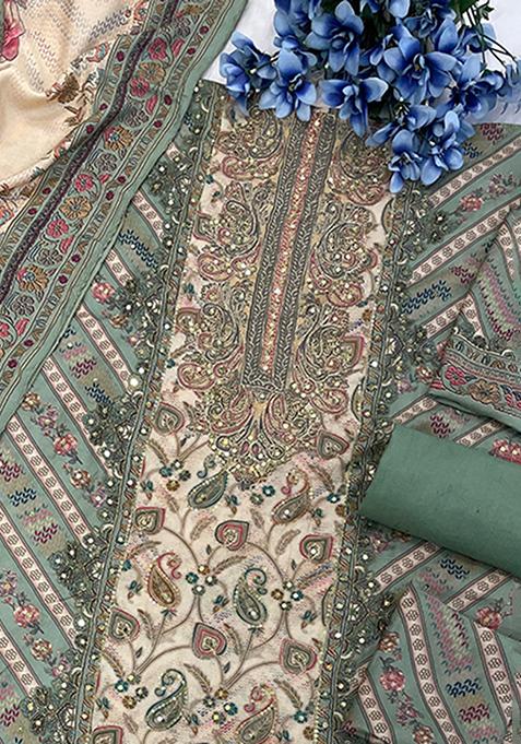 Light Blue Printed Pure Viscose Plazzo Set With Dupatta