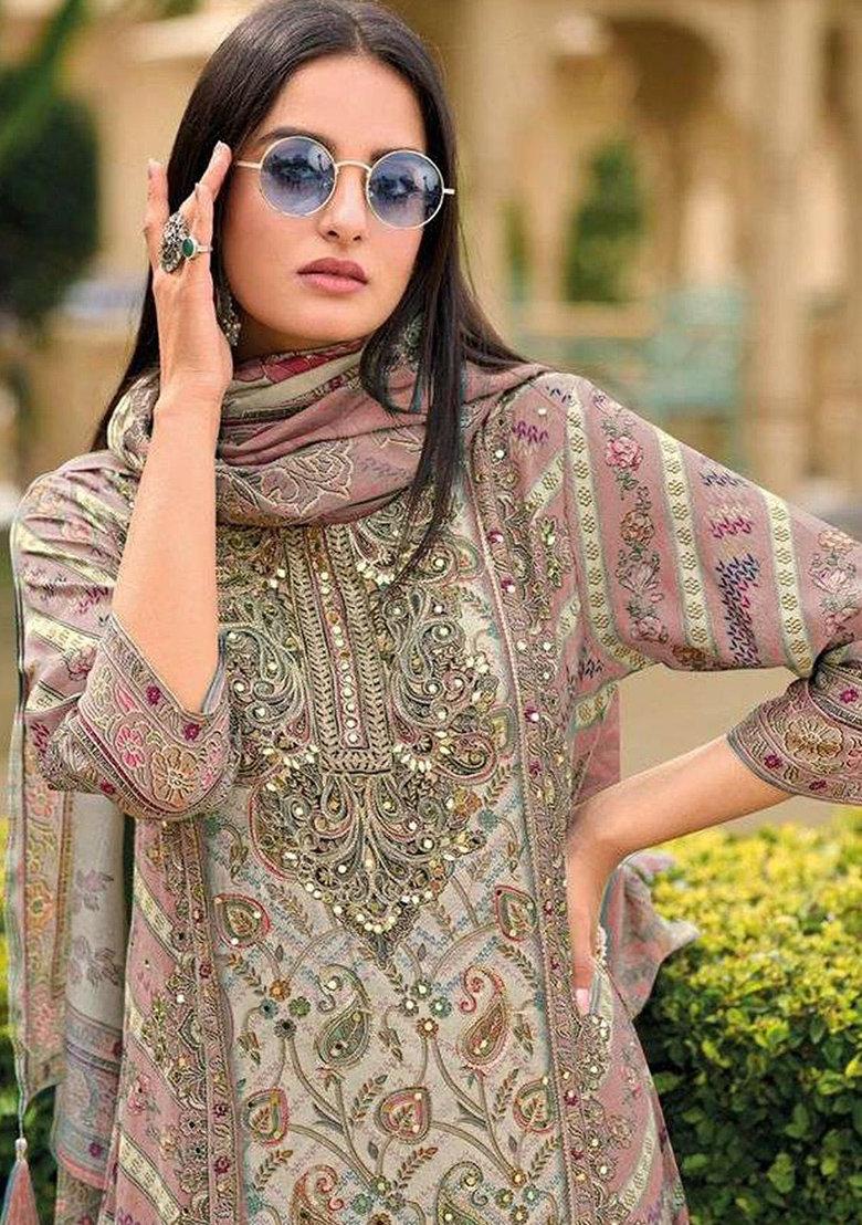 Baby Pink Printed  Pure Viscose Plazzo Set With Dupatta