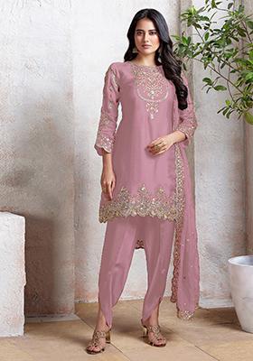 Pink Embroidered Georgette Salwar Kameez With Dupatta