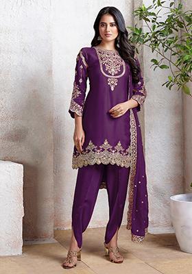 Purple Embroidered Georgette Salwar Kameez With Dupatta