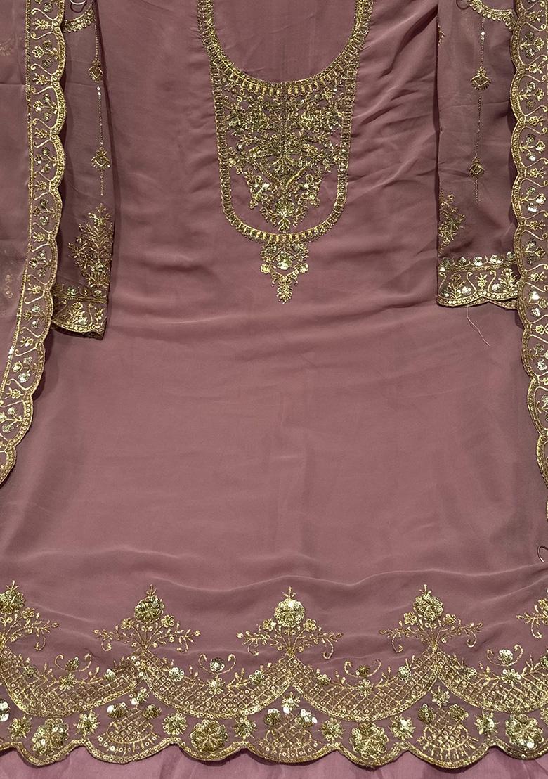 Pink Embroidered Georgette Salwar Kameez With Dupatta