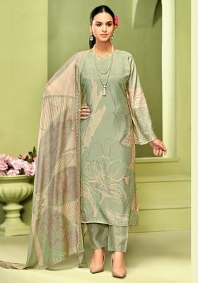 Green Crepe Embroidered Salwar Suit
