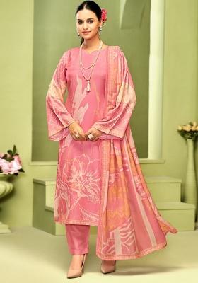 Pink Crepe Embroidered Salwar Suit