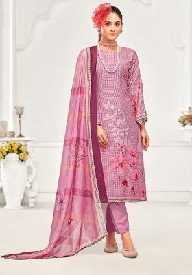 Pink Crepe Embroidered Salwar Suit