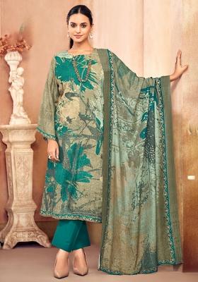 Blue Crepe Embroidered Salwar Suit