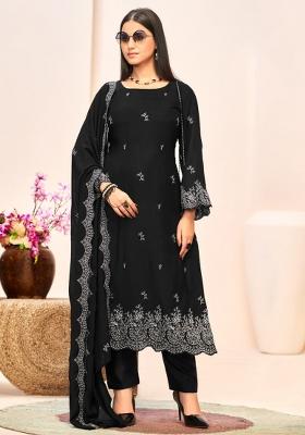 Brown Crepe Zari Work Salwar Suit