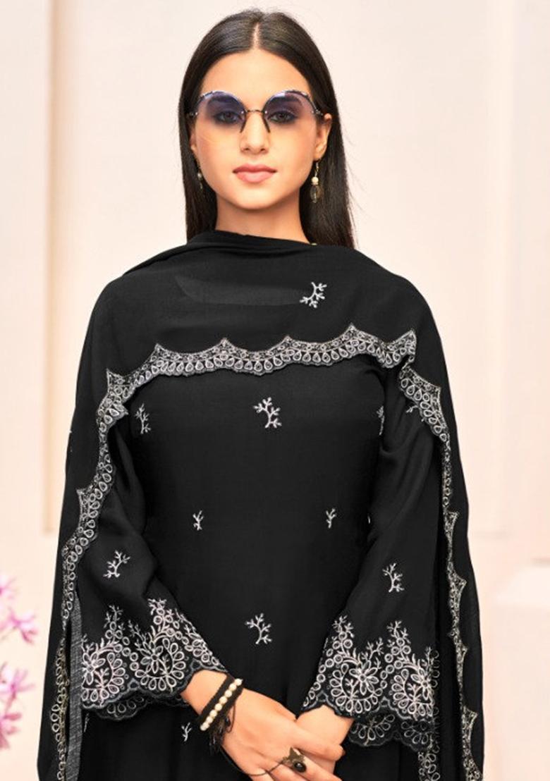 Brown Crepe Zari Work Salwar Suit