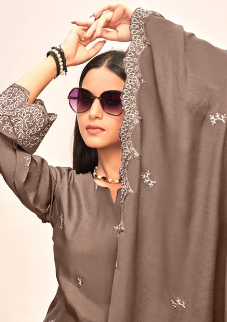 Black Crepe Zari Work Salwar Suit