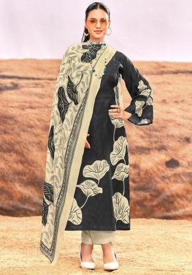 Black Crepe Embroidered Salwar Suit