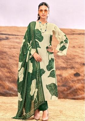 Green Crepe Embroidered Salwar Suit