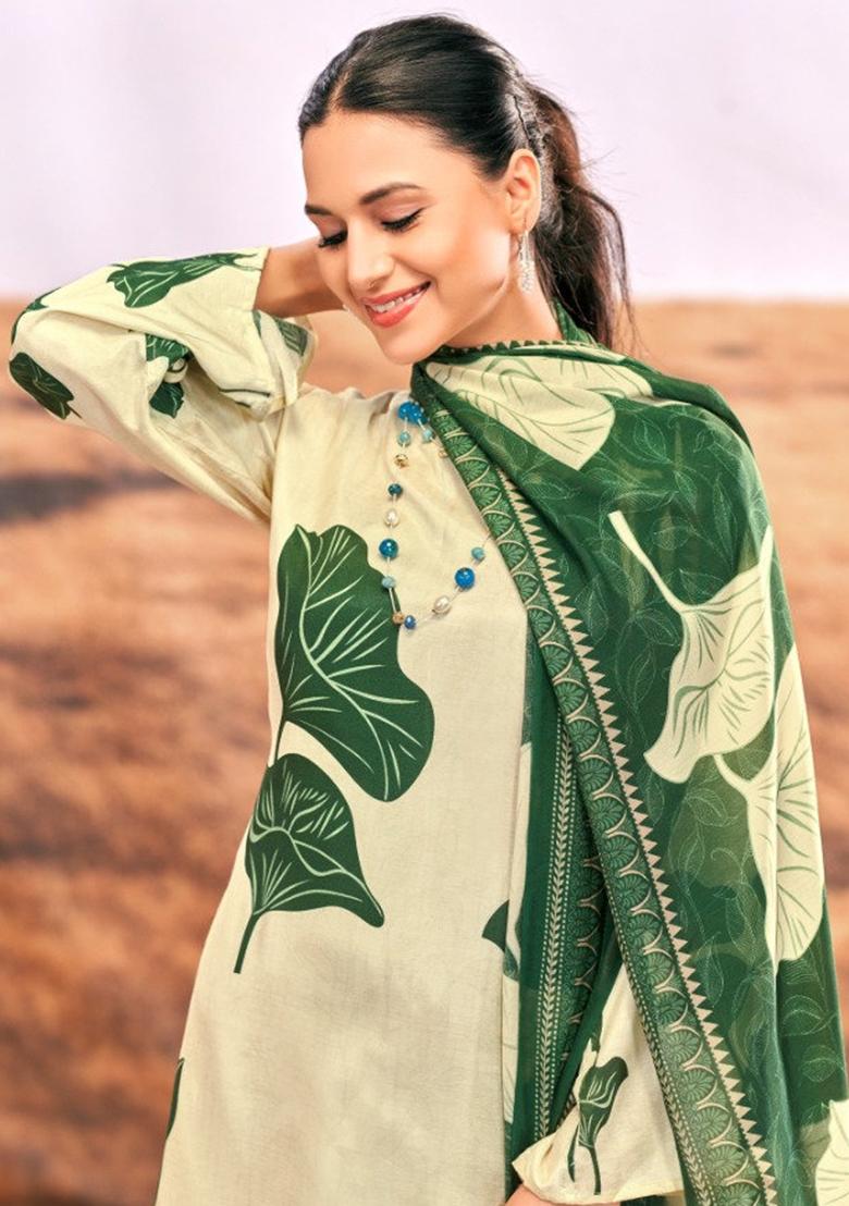 Green Crepe Embroidered Salwar Suit