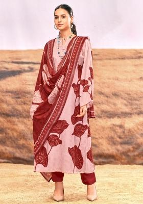 Red Crepe Embroidered Salwar Suit