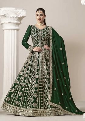 Green Sequins Work Georgette Dress Material
