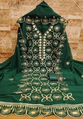 Green Embroidered Georgette Dress Material
