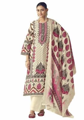 Multi Color Embroidered Cotton Dress Material