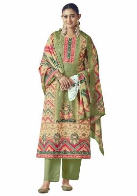 Multi Color Embroidered Cotton Dress Material