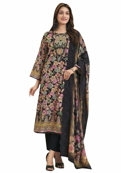 Multi Color Embroidered Cotton Dress Material