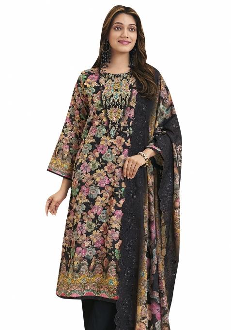 Multi Color Embroidered Cotton Dress Material