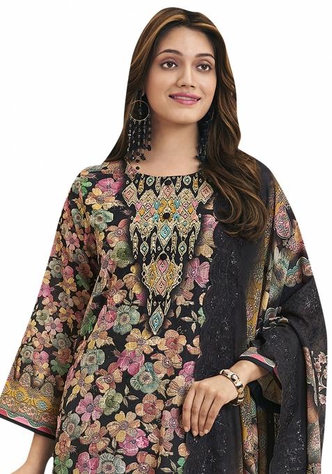 Multi Color Embroidered Cotton Dress Material