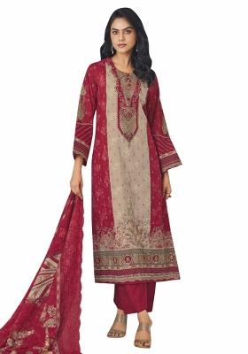 Multi Color Embroidered Cotton Dress Material