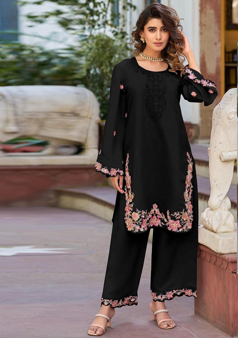 Beige Embroidered Cotton Salwar Kameez