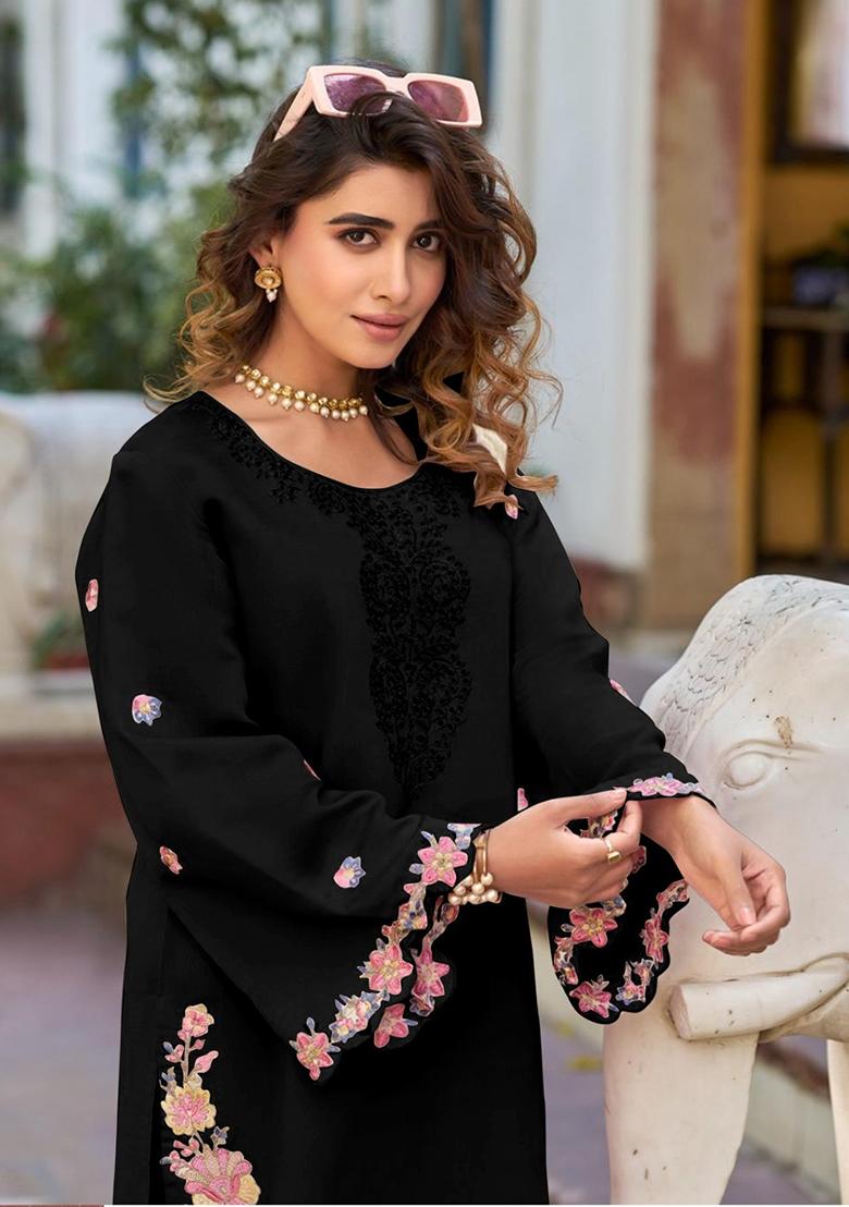 Beige Embroidered Cotton Salwar Kameez