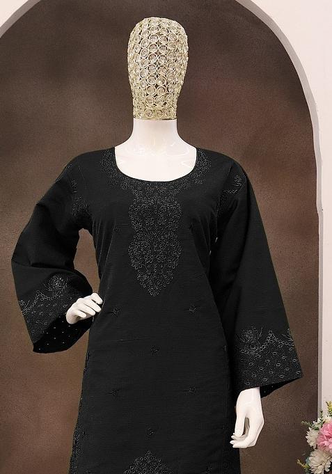 Beige Embroidered Cotton Salwar Kameez