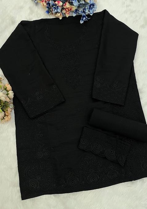 Beige Embroidered Cotton Salwar Kameez