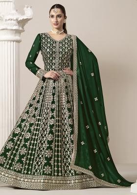 Green Embroidered Georgette Salwar Kameez With Dupatta