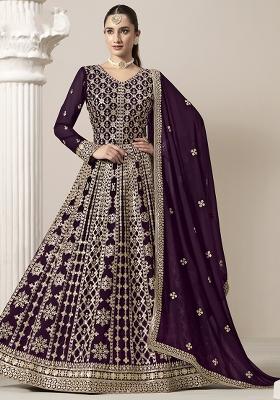 Purple Embroidered Georgette Salwar Kameez With Dupatta