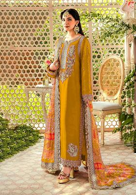 Red Embroidered Georgette Salwar Kameez With Dupatta