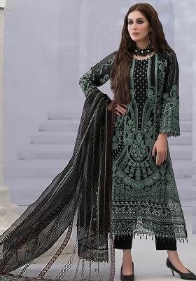 Pista Zari Sequence Embroidery Georgette Kurta Set With Dupatta