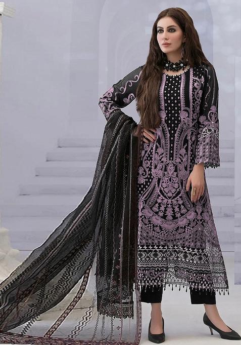 Lavender Embroidered Georgette Pakistani Suit Set