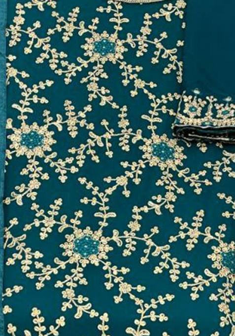 Dark Green Emboridery Blended Anarkali Salwar Kameez