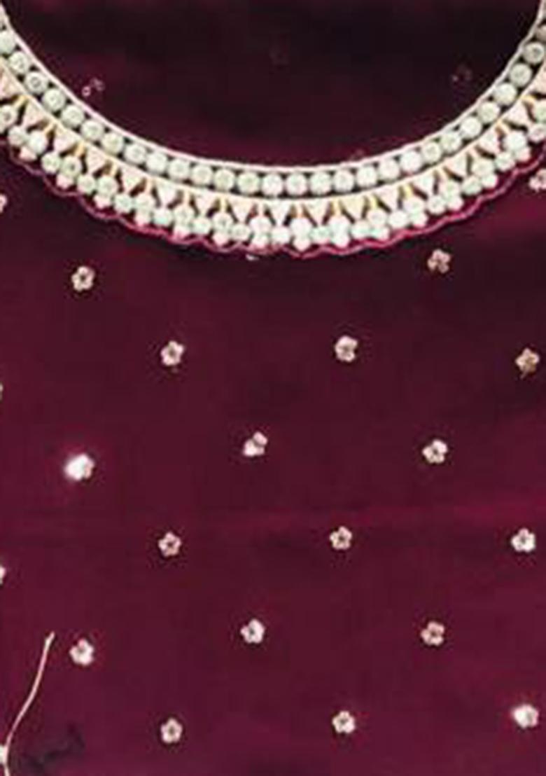 Red Emboridery Blended Anarkali Salwar Kameez