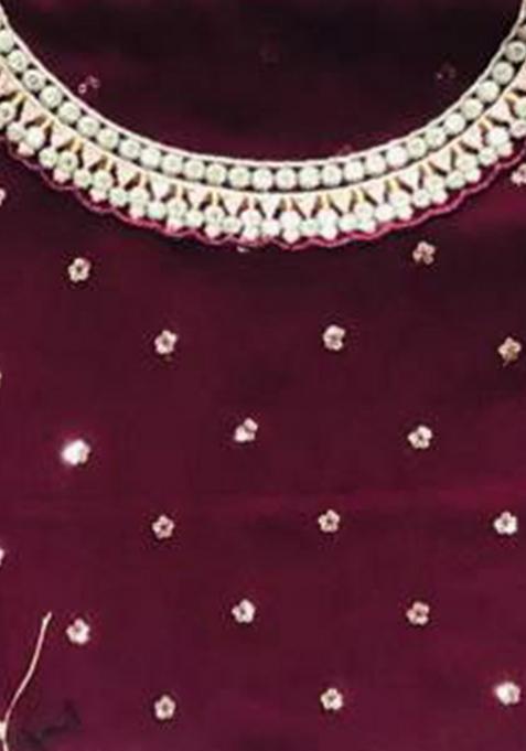 Red Emboridery Blended Anarkali Salwar Kameez