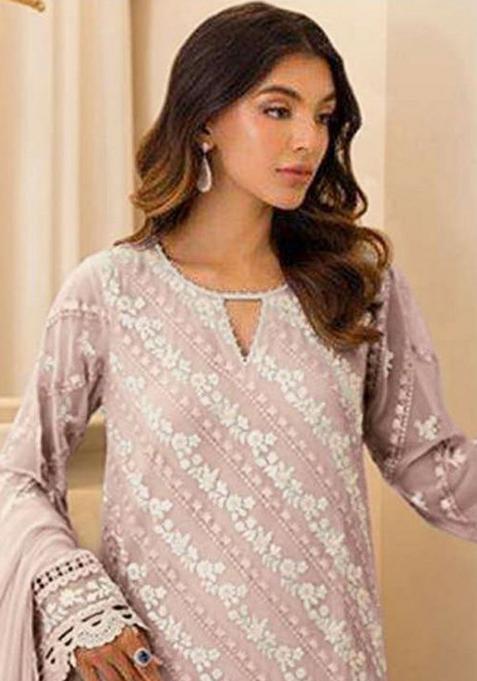 Pink Emboridery Blended Anarkali Salwar Kameez