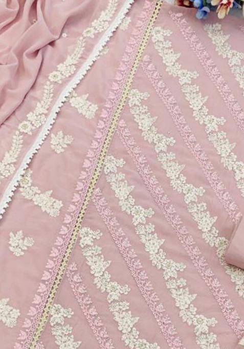 Pink Emboridery Blended Anarkali Salwar Kameez