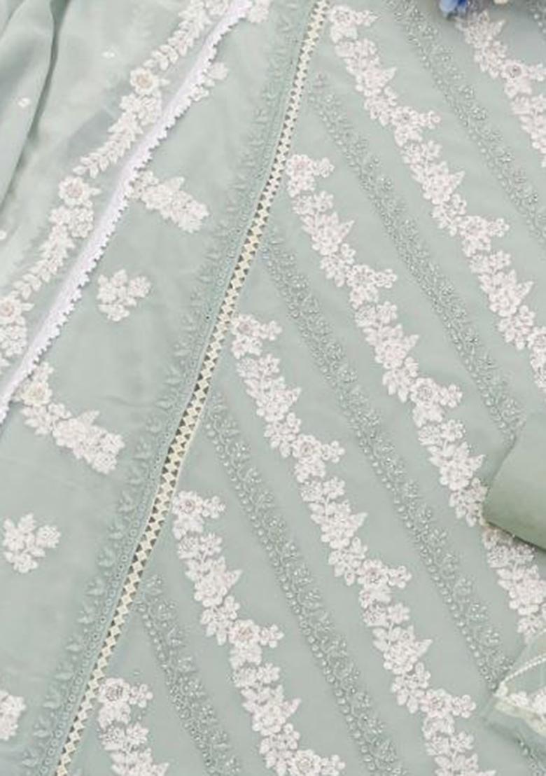 Green Emboridery Blended Anarkali Salwar Kameez