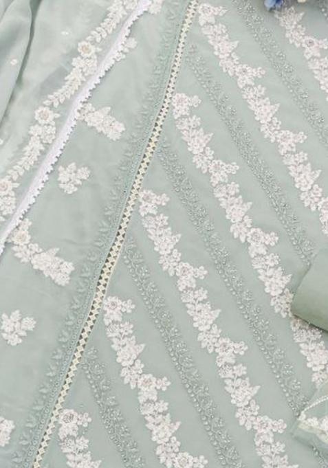 Green Emboridery Blended Anarkali Salwar Kameez