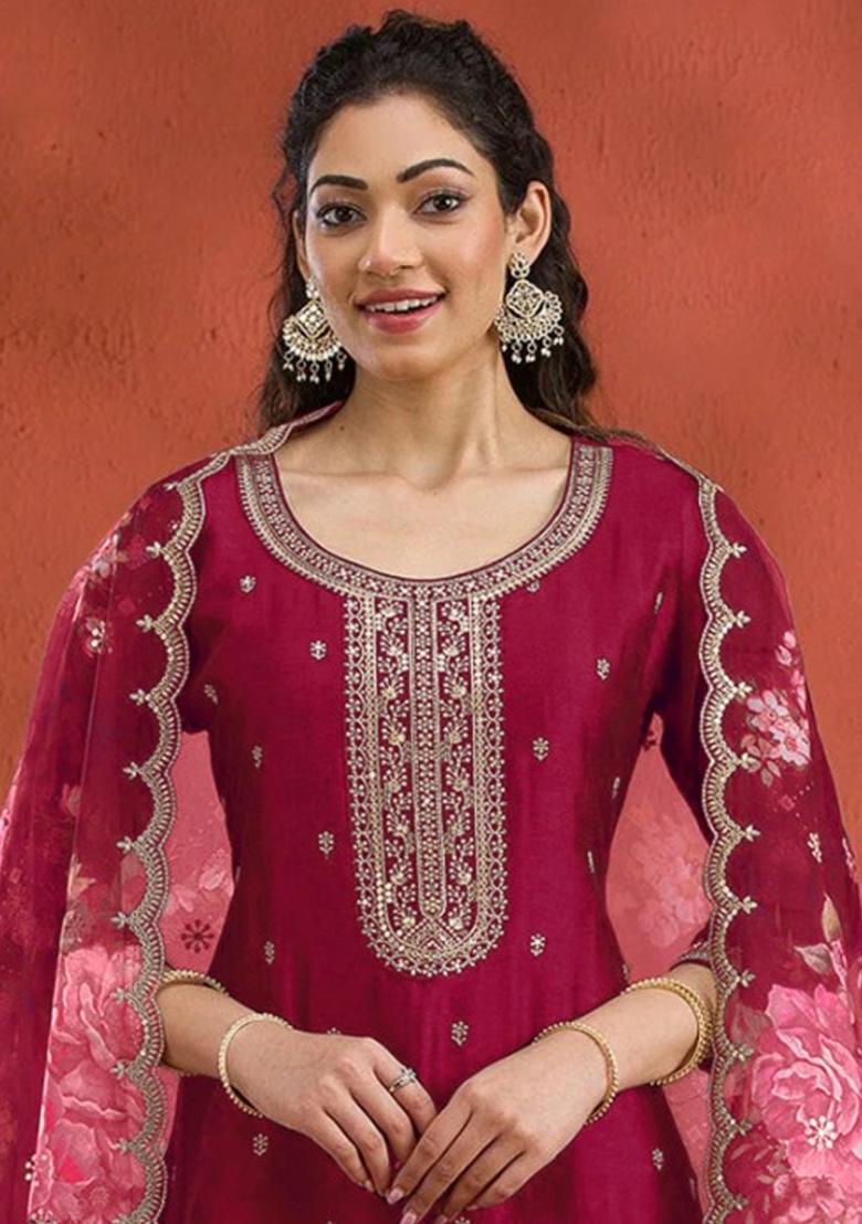 Pink Embroidered Silk Salwar Suit