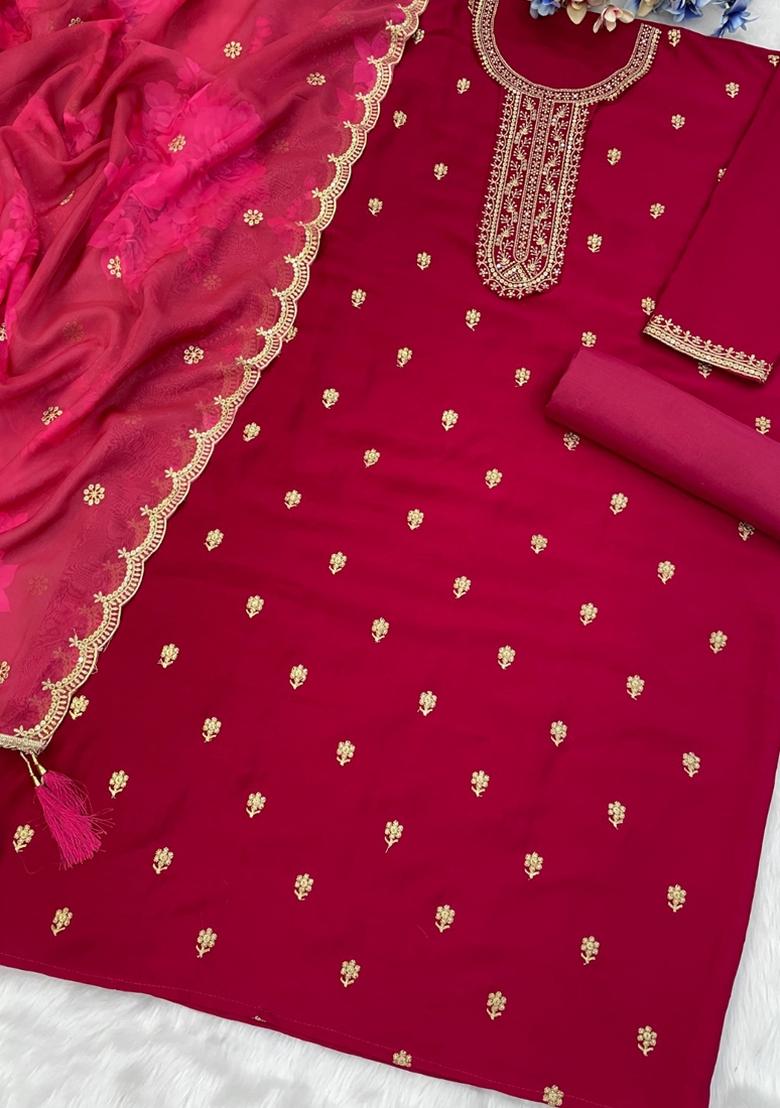 Pink Embroidered Silk Salwar Suit
