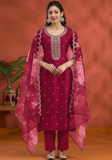 Pink Embroidered Silk Salwar Suit