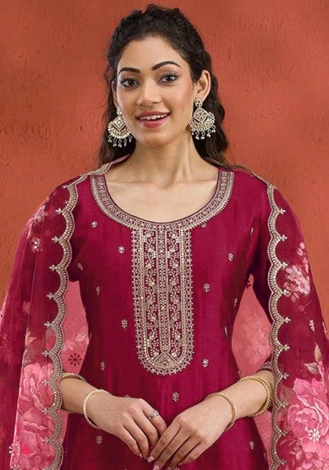 Pink Embroidered Silk Salwar Suit