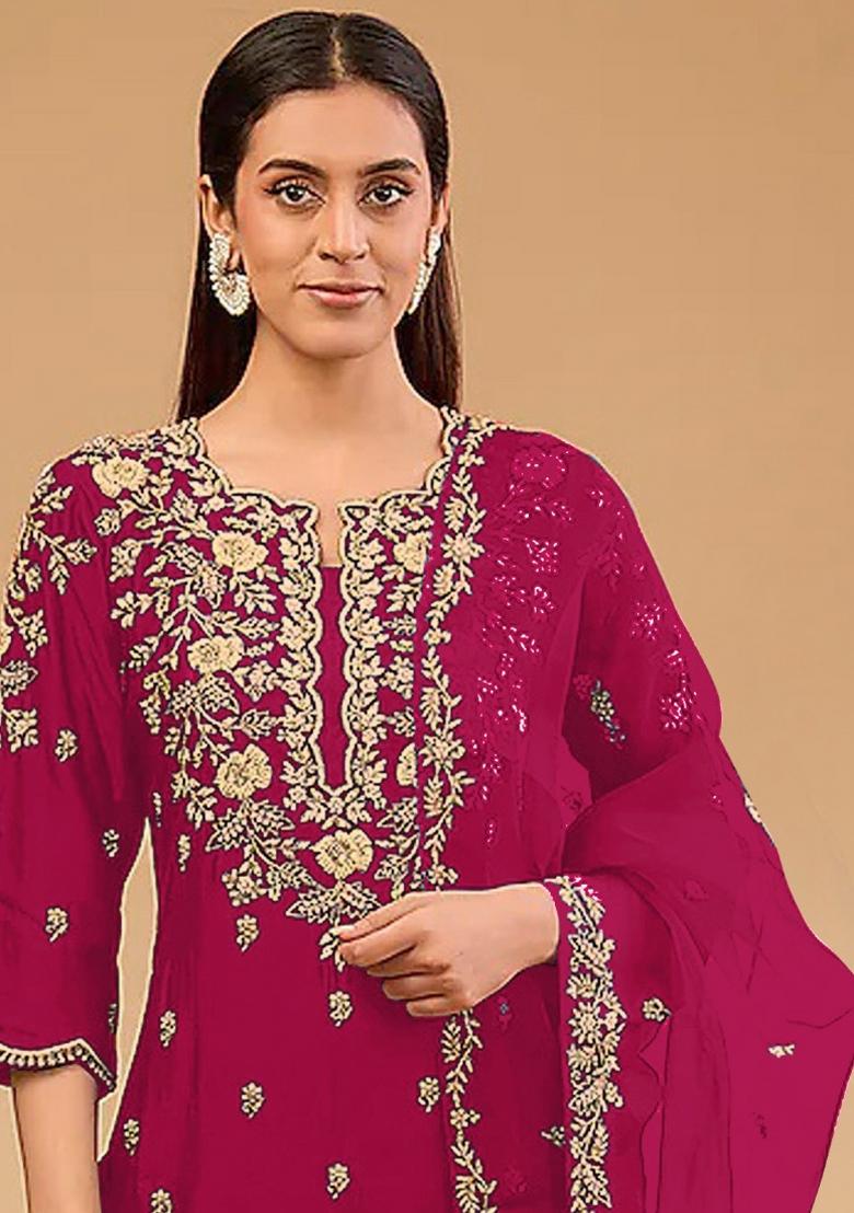 Pink Embroidered Silk Salwar Suit