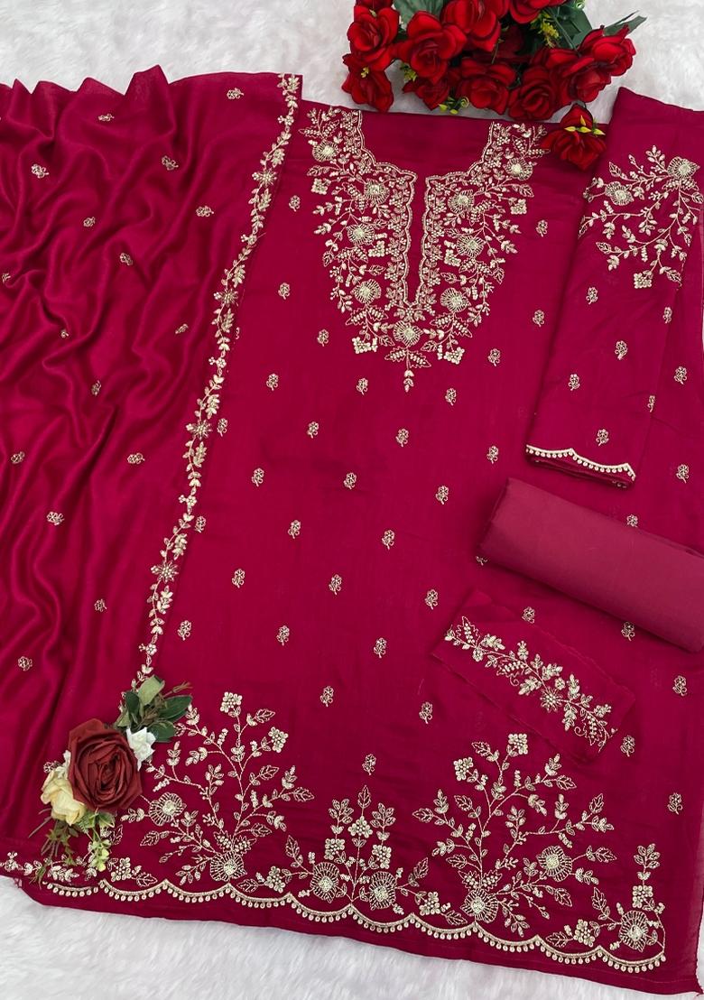 Pink Embroidered Silk Salwar Suit